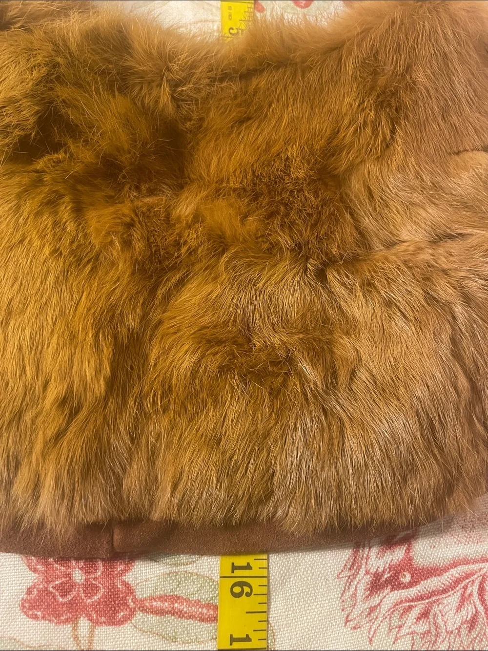 FEFA Suede Side  Fringe Rabbit Fur Hobo Bag in Chestnut Brown